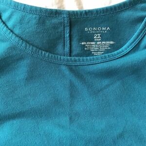 Sonoma Lifestyle T Shirt Plus Sx2X Teal Flowy Cut Cotton Polyester Pre-Owned